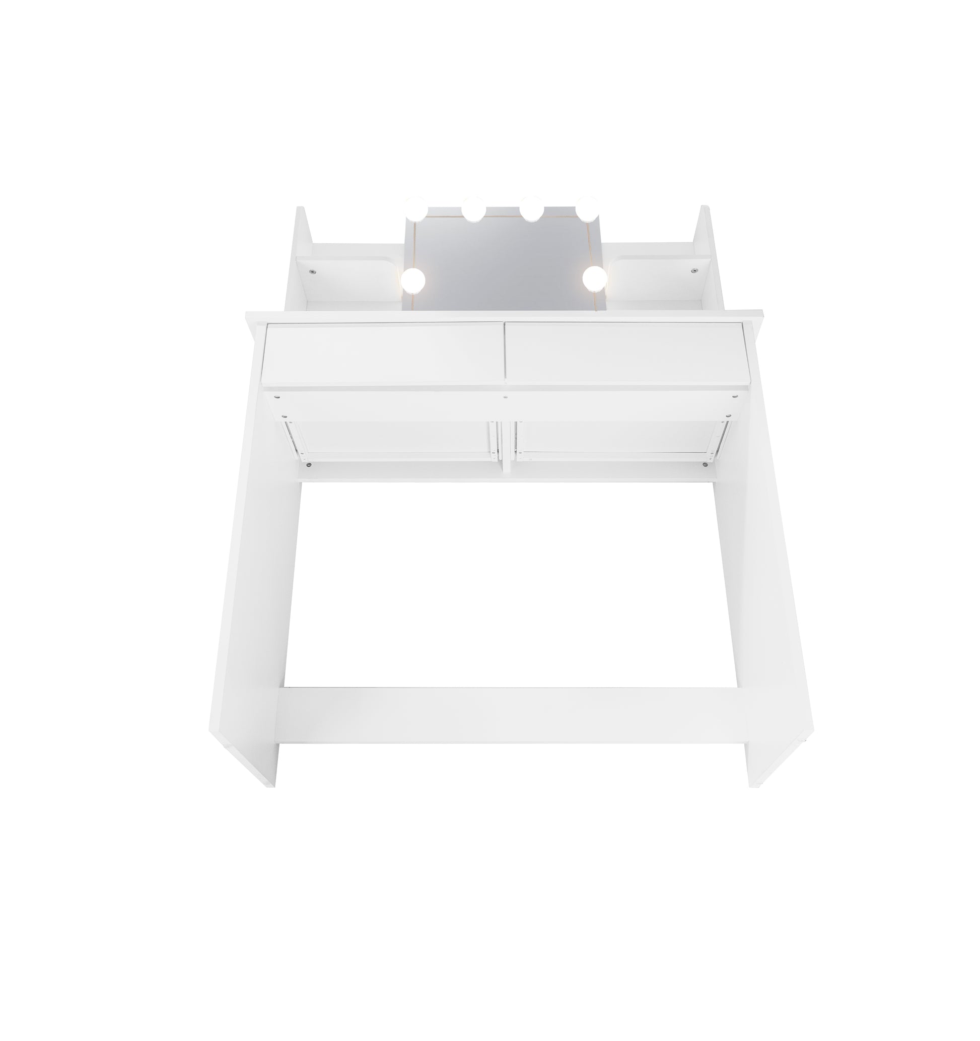 Makeup Vanity Desk With Led Lighted Mirror ,Dressing Table Set With 2 Large Drawers 10 Led Light ,White Color White Primary Living Space Modern Particle Board