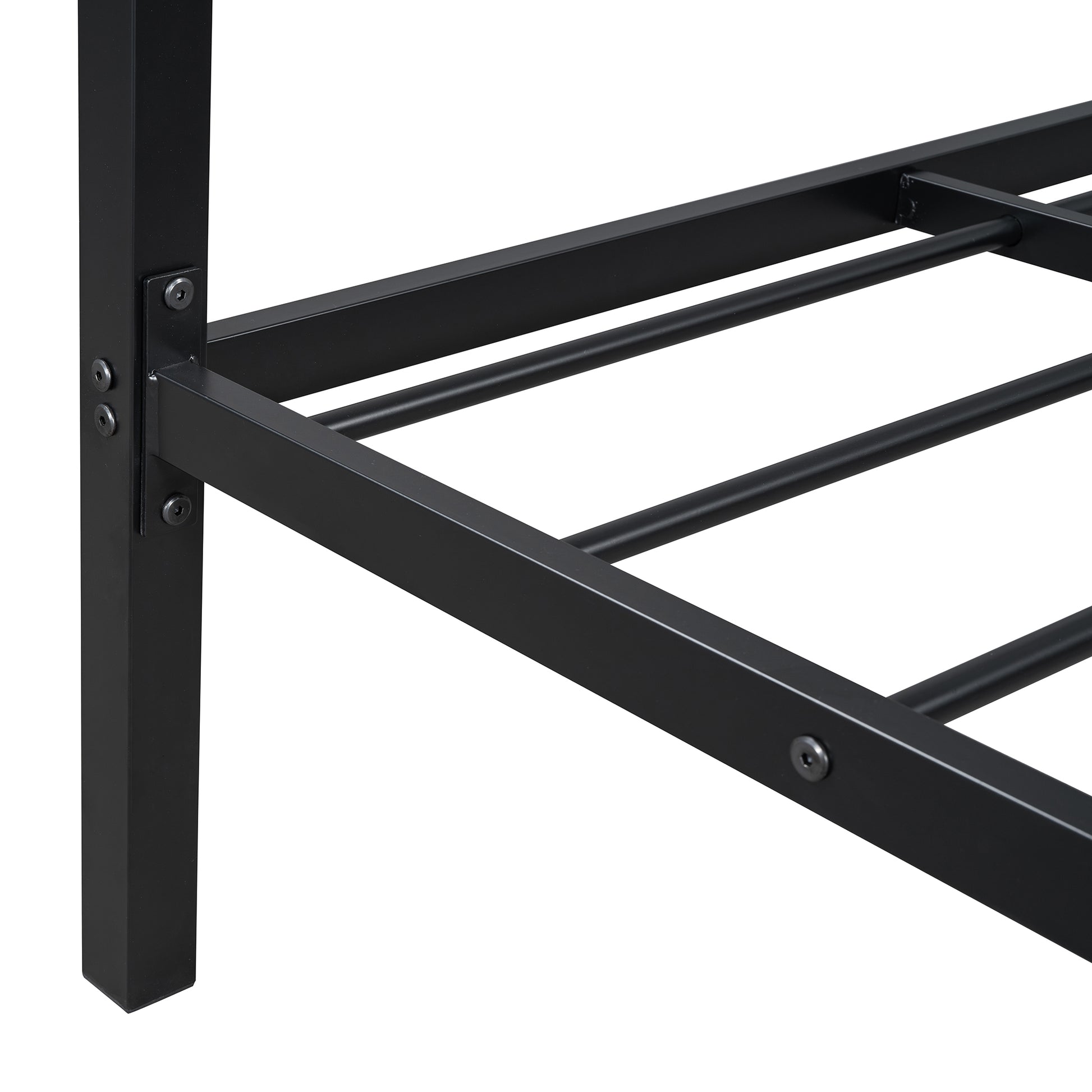 Twin Size Metal Platform Bed With Twin Size Trundle,House Shaped Headboard Design, Black Twin Black Metal