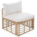 7 Pieces Outdoor Patio Furniture, All Weather Rattan Sectional Sofa Set With Thick Cushions And Pillows, Freely Combined Conversation Sets For Garden, Backyard, Balcony, Beige Yes Complete Patio Set Beige Seats 6 Garden & Outdoor Complete Patio Sets Foam