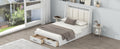 Full Size Wood Platform Bed With Upholstered Headboard And 2 Drawers, White Box Spring Not Required Full White Wood Bed Frame Solid Wood Mdf