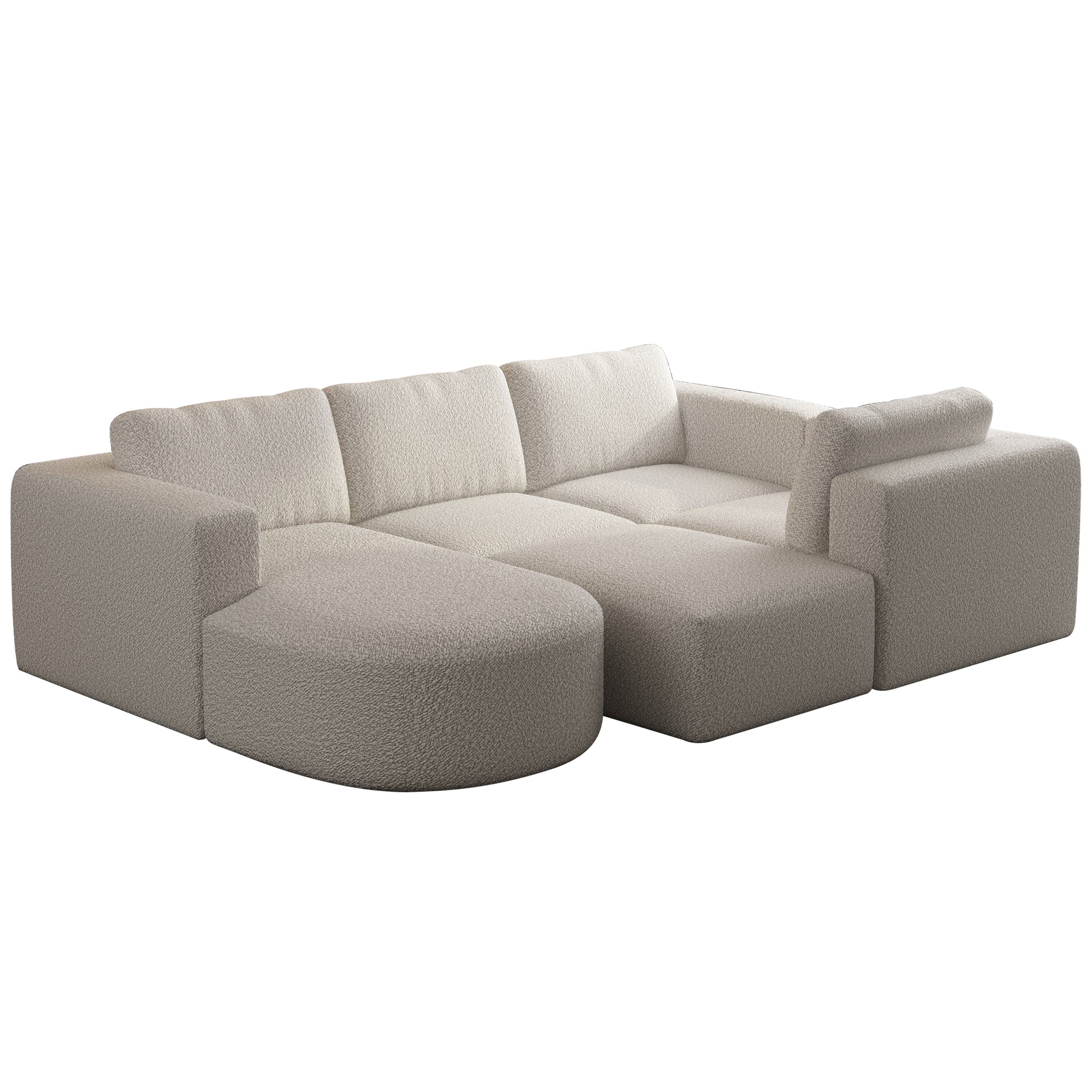 104.32*70.86 Modular Sectional Sofa Sleeper Couch, Sectional Sofa With Chaise And Ottoman, Convertible U Shaped Modular Sofa Set. Compressed Sponge, White. Combo A B C D White Primary Living Space Soft Minimalist,Modern Foam Spring 5 Seat