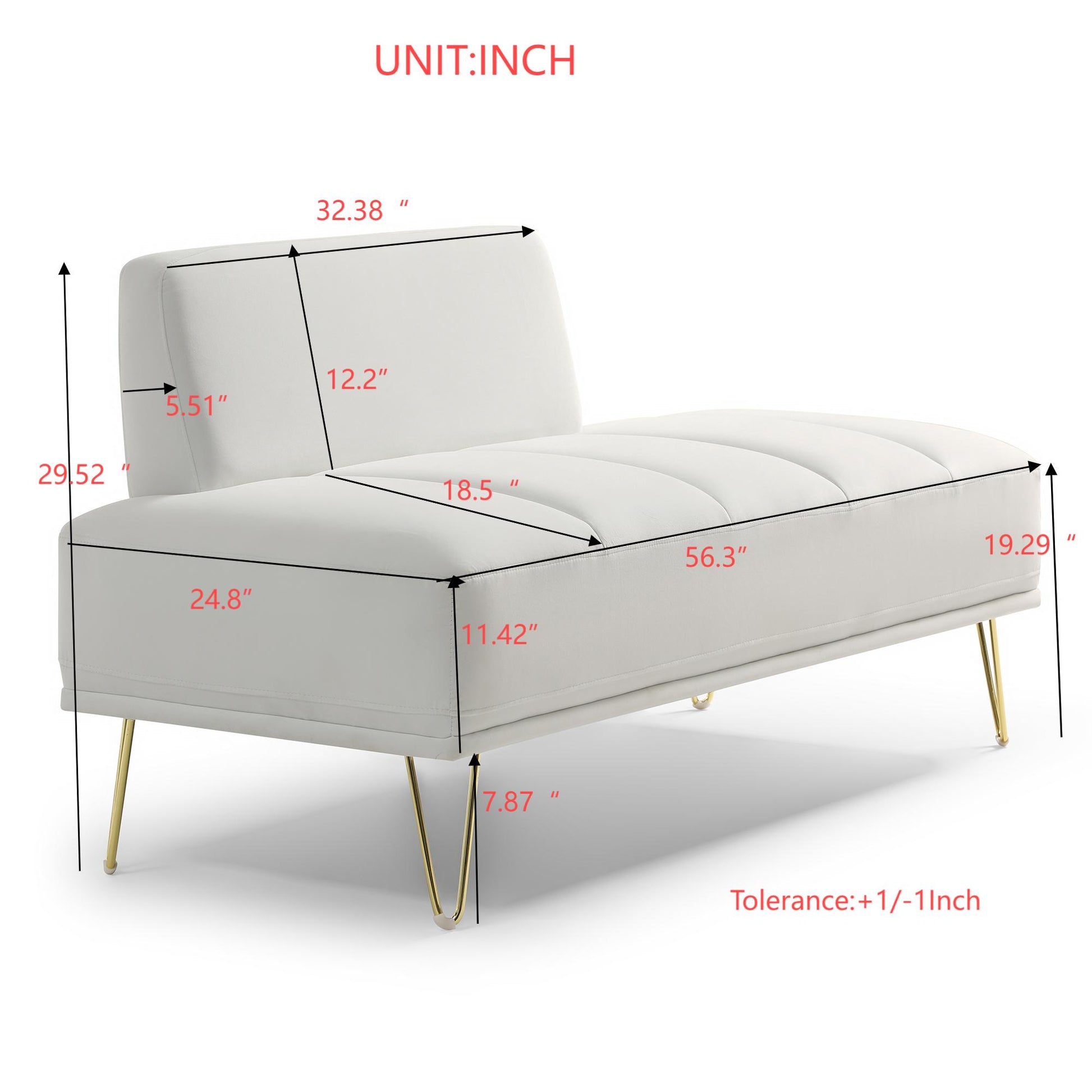 56.3"Inch Width Modern End Of Bed Bench,Velvet Fabric Upholstered 2 Seater Sofa Couch Entryway Ottoman Bench, Fuzzy Sofa Stool Footrest Window Bench With Gold Metal Legs For Bedroom, Living Room,White White Velvet Wood Primary Living Space Modern Foam