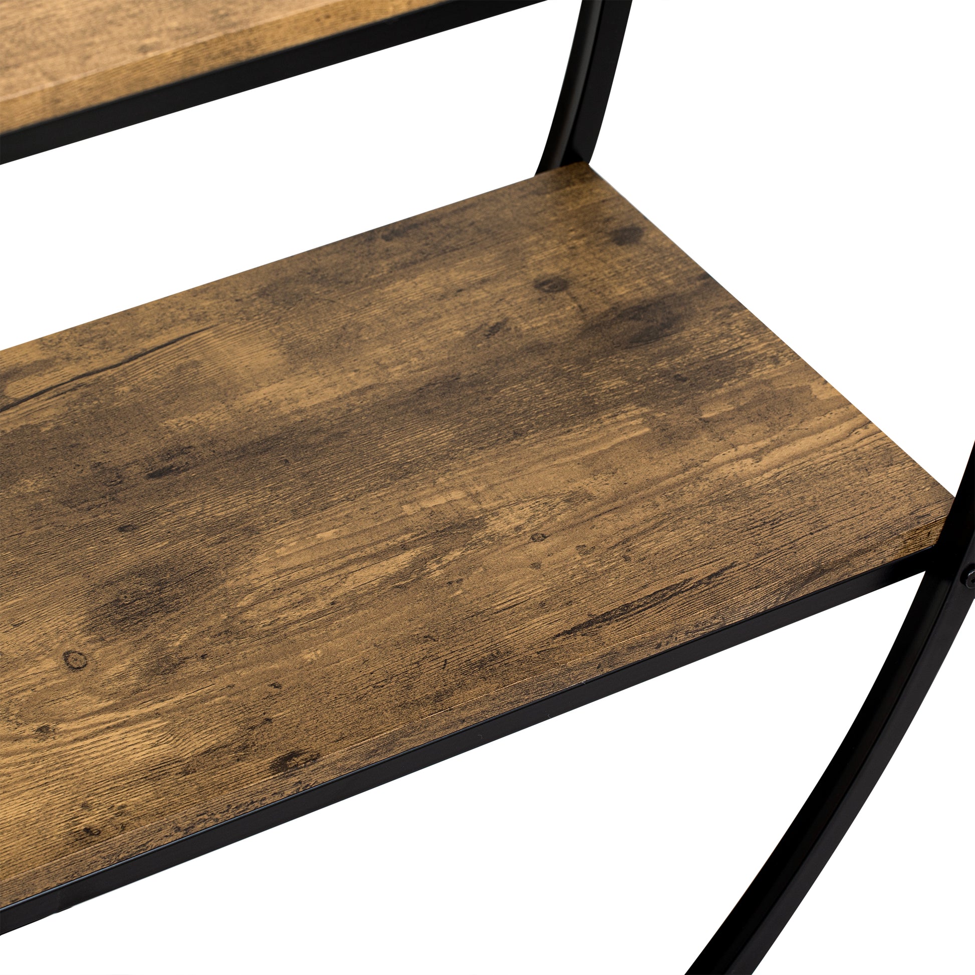 Rustic Industrial Design Demilune Shape Textured Metal Distressed Wood Console Table Distressed Brown Distressed Brown Mdf