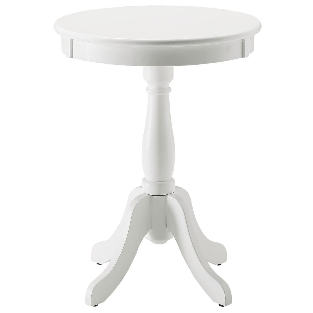 White Side Table With Turned Pedestal White White Primary Living Space Traditional Round Wood Pedestal