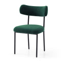 Dining Chairs Set Of 2,Round Upholstered Sherpa Fabric Dining Room Chairs With Curved Backrest,Mid Century Modern Accent Chairs With Black Metal Adjustable Legs For Dining Room,Living Room,Kitchen Green Foam Teddy