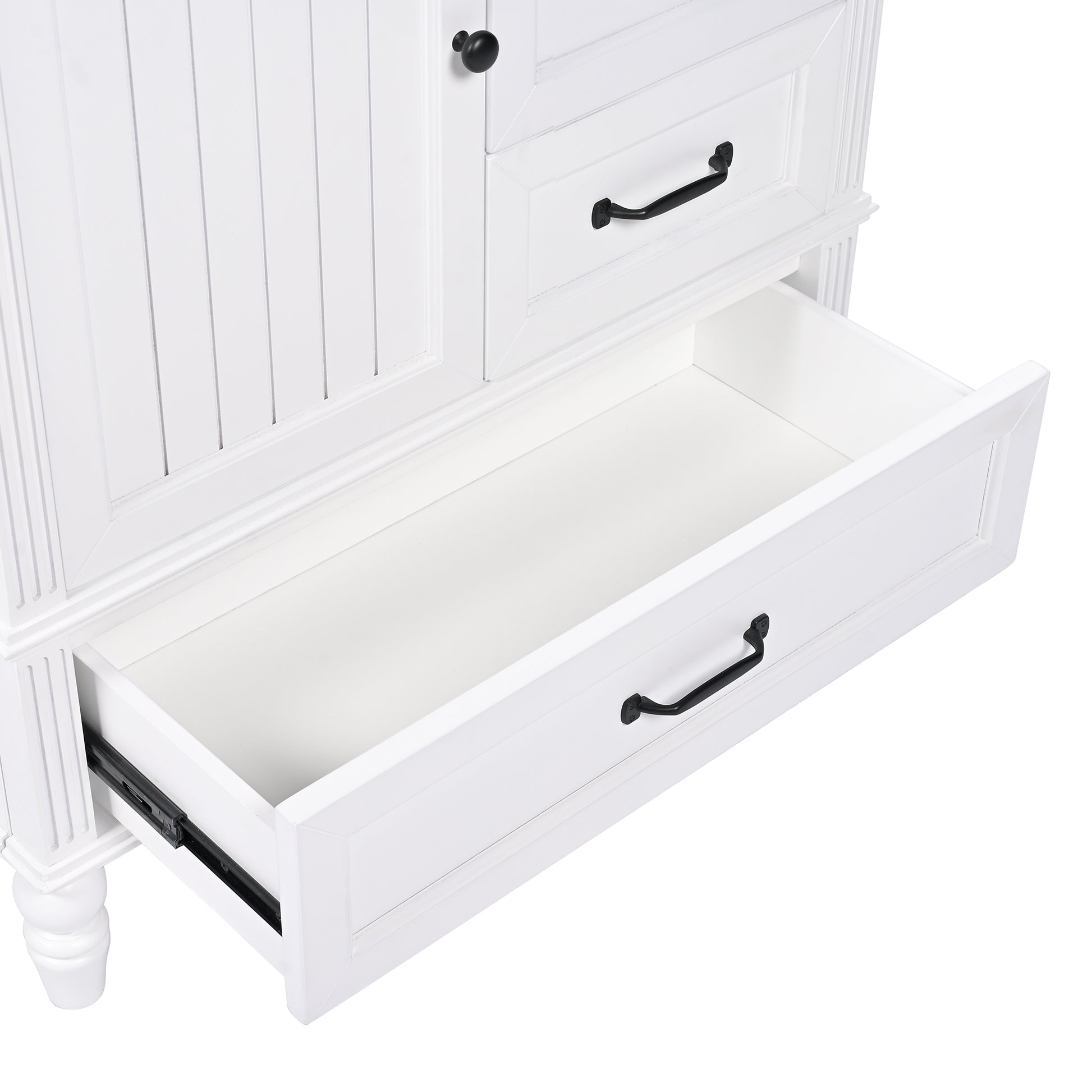 30" Bathroom Vanity With Sink, Bathroom Cabinet With A Door, Three Drawers, Solid Wood Legs & Mdf Board, Adiustable Foot Pads, White White Mdf