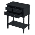 Narrow Console Table, Slim Sofa Table With Three Storage Drawers And Bottom Shelf Black Black Solid Wood Mdf
