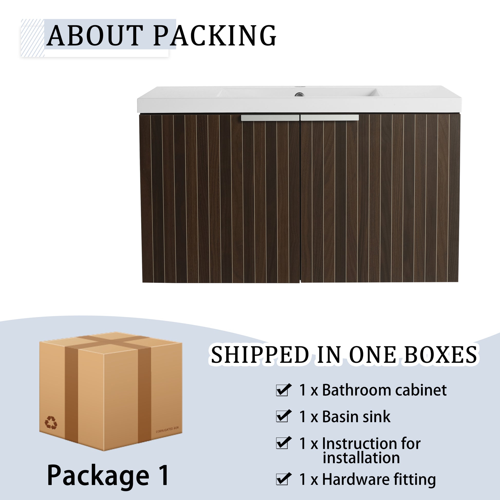 82 Inch Soft Close Doors Bathroom Vanity With Sink, A Small Storage Shelves, 36" And 12" Combination Cabinet, Kd Packing Silver Brown Stripe Bathroom Modern Plywood