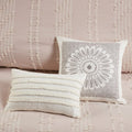 3 Piece Cotton Jacquard Duvet Cover Set Queen Pink Cotton