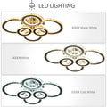 Homcom Led Hanging Chandelier Lighting Fixture W 6 Rings & 50,000 Hour Lifespan Silver Steel