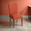 Fabric Upholstered Wooden Armless Parson Dining Chair, Orange And Brown Orange Wood Fabric