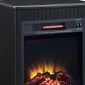 Black Fireplace With 1 Drawer Electric Black Primary Living Space Poplar Freestanding Wood