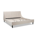 Aspen Vertical Tufted Headboard Platform Bed Set, King, Light Beige Linen Box Spring Not Required King Beige Wood Foam Linen Linen