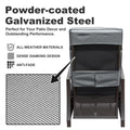 Adjustable Patio Recliner Chair Metal Outdoor Lounge Chair With Flip Table Push Back, Adjustable Angle, 6.8'' Removable Cushions, Support 350Lbs,Gray Yes Gray Garden & Outdoor Metal