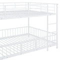 Full Over Full Size Metal Bunk Bed With Slide And Guardrails, White Full White Metal