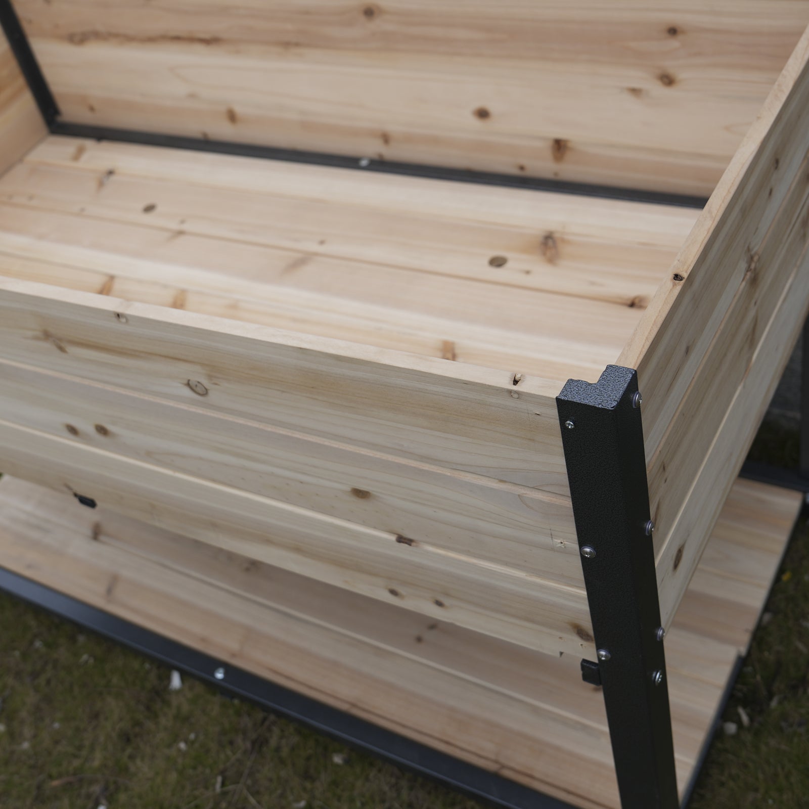 Style: 45" Iron Wood Combined Growing Beds With Feet And Storage Racks. Suitable For Various Places Such As Gardens, Backyards, Terraces, Balconies, Etc. Natural Solid Wood