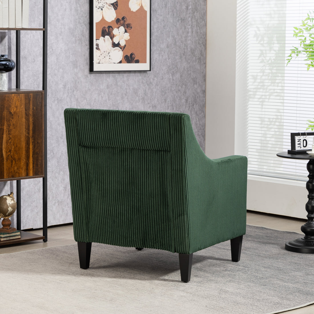 Coolmore Modern Accent Chair,Upholstered Armchair With Scooped Arms For Bedroom,Apartment,Studio,Office,Waiting Room Emerald Corduroy Emerald Foam Corduroy