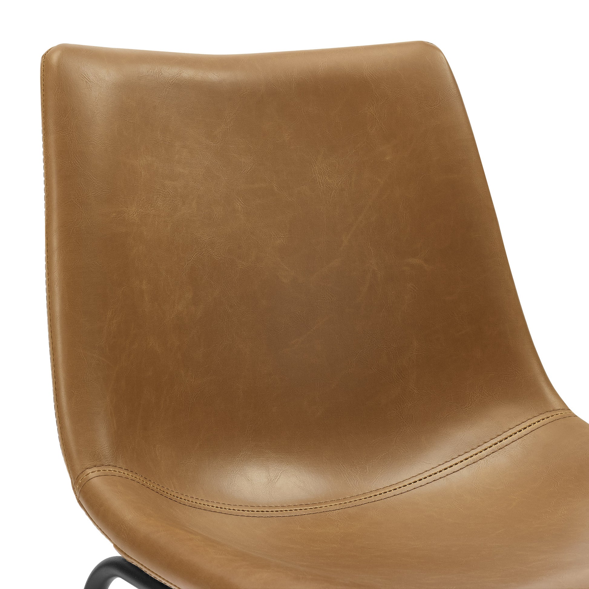 Industrial Faux Leather Dining Chairs, Set Of 2 Whiskey Brown Walnut Polyester Pu Leather