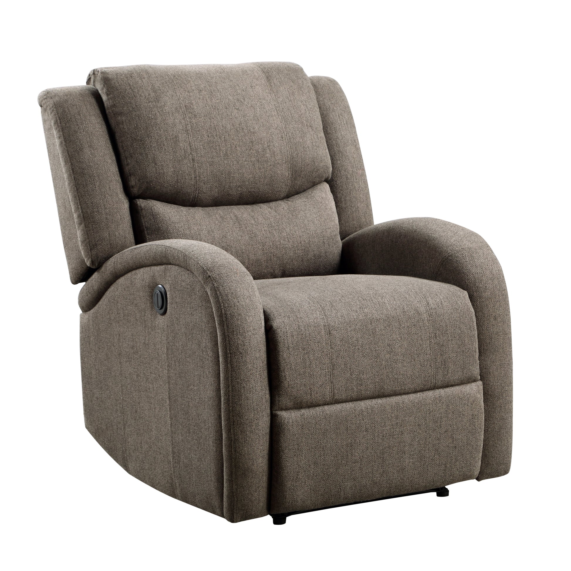Modern Living Room Furniture 1Pc Power Reclining Chair Brown Chenille Upholstery Plush Seating Solid Wood Frame Brown Primary Living Space Modern Plywood,Solid Wood