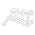 Twin Over Twin Bunk Bed With Slide And Ladder, White Old Sku:Lt000108Aak Twin White Plywood
