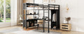 Metal Loft Bed With Wardrobe And L Shaped Desk, Full Size Loft Bed With Storage Cubes And Shelves, Heavy Duty Loft Bed For Kids Teens Adults, Black Pre Sale Date: August 10Th Full Black Metal