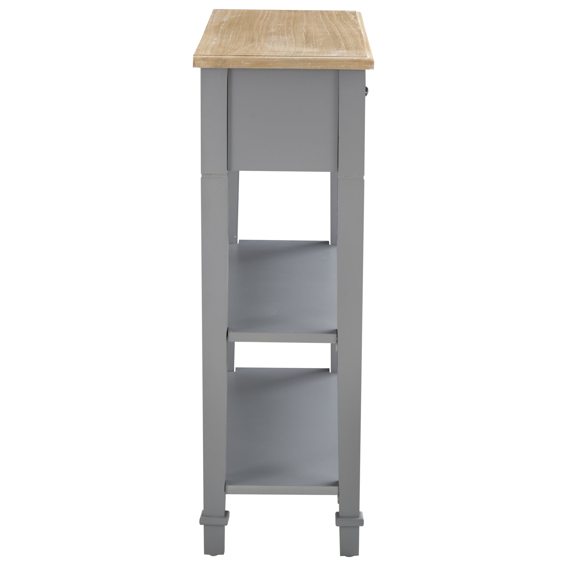 Homcom Modern Style Sofa Console Entry Hallway Table With Drawer And Shelves, Sturdy Build, And Large Storage, Grey Grey Mdf