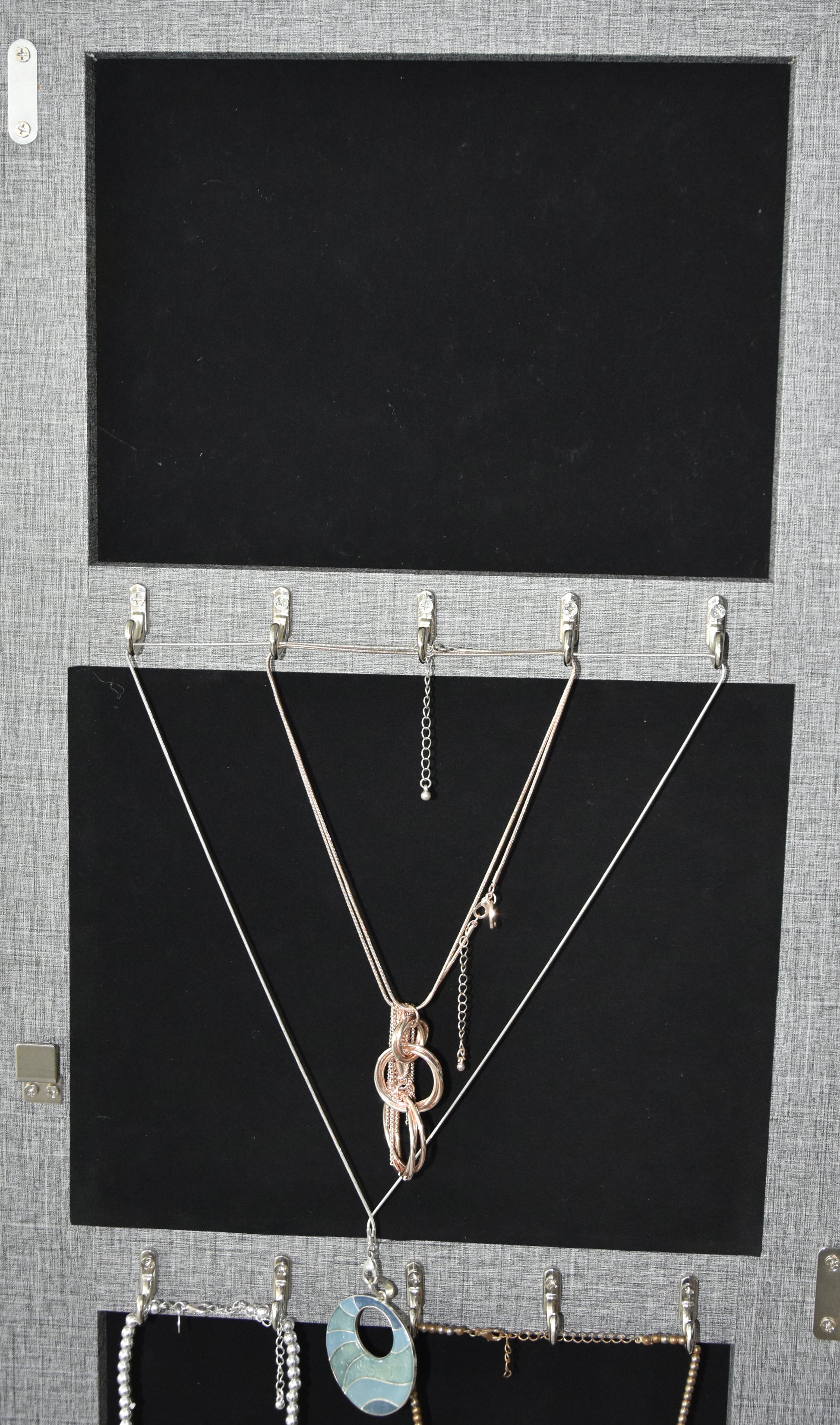 Fashion Simple Jewelry Storage Mirror Cabinet With Led Lights Can Be Hung On The Door Or Wall Grey Mdf