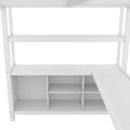 Metal Loft Bed With Wardrobe And L Shaped Desk, Full Size Loft Bed With Storage Cubes And Shelves, Heavy Duty Loft Bed For Kids Teens Adults, White Pre Sale Date: August 10Th Full Off White Metal