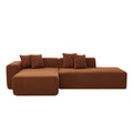 Modular Sectional Couch, Lambswool Fabric Modern L Shape Sectional Sofa With Chaise Lounge, Living Room Upholstered 5 Seater Corner Sofa Couch For Bedrooms, Apartment Orange Foam Sherpa 5 Seat