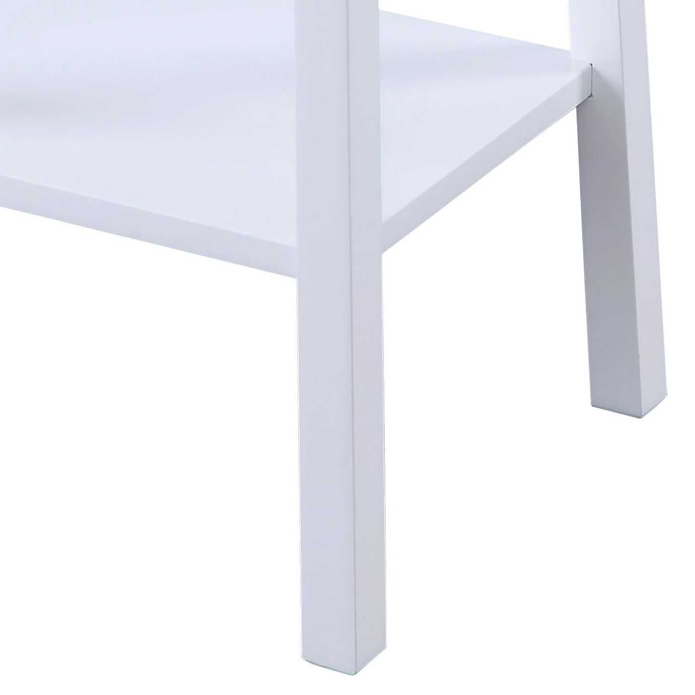 White End Table With Bottom Shelf White Primary Living Space Drawers Rectangular Wood