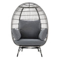 Large Outdoor Egg Chair, Indoor Patio Wicker Basket Chair With Cushion, Rattan Egg Chairs For Bedroom, Outside, Balcony,Grey Grey Pe Rattan Iron
