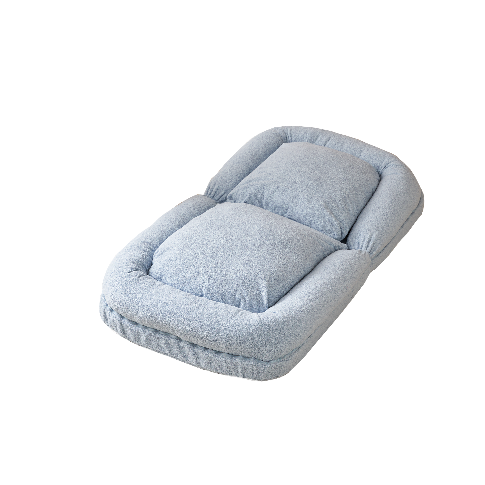 Triple Fold Down Sofa Bed,Blue Blue Metal Cotton Metal