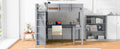 Full Size Loft Bed With Desk And Shelf Gray Full Gray Solid Wood