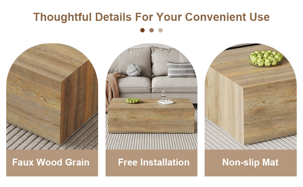 Elevate Your Living Space With This Modern Mdf Coffee Table That Showcases Smooth, Light Wood Color Texture Patterns. It Is Characterized By Stylish Design.39.3*23.6*12 Wood Mdf