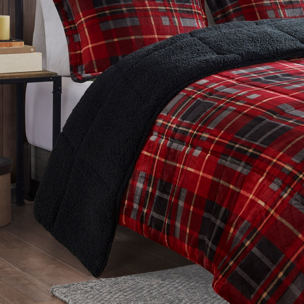 Plush To Sherpa Down Alternative Comforter Set King Multicolor Polyester