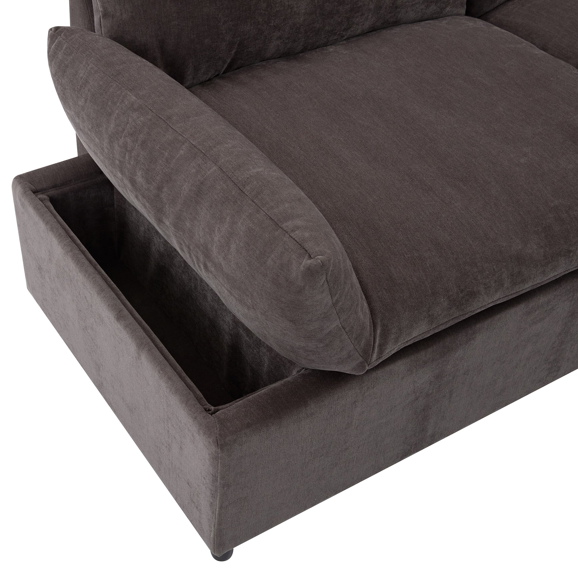 119.5'' 3 Seater Sofa With 2 Storage Unitsfor Living Room, Office, Apartment Gray Polyester 3 Seat