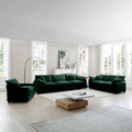 3 Piece Comfortable Oversized Sectional Sofa, One Single Sofa And One 2 Seater Sofa And One 3 Seater Sofa ,Green Corduroy Deep Seat Sofa Green Corduroy 6 Seat