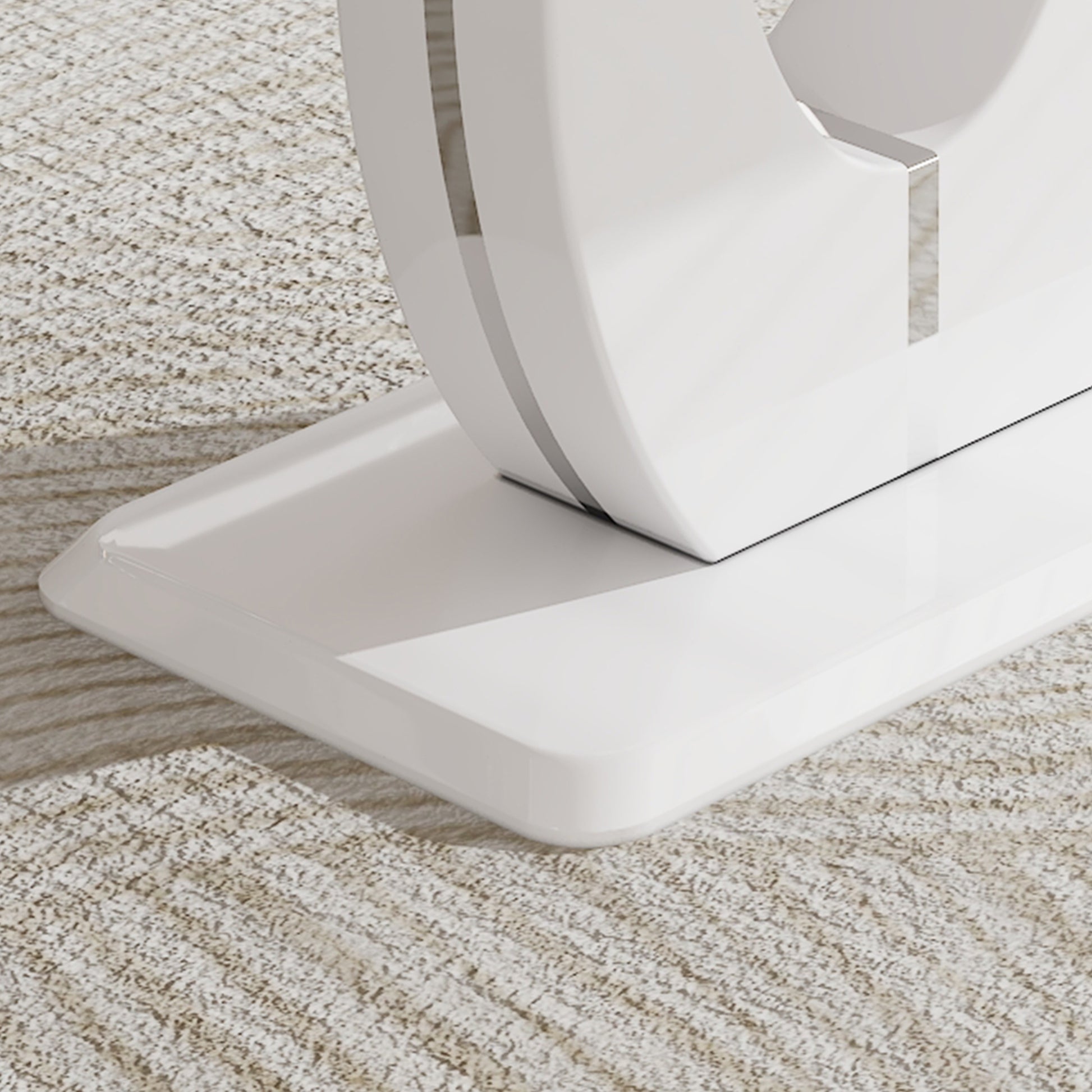 Table And Chair Set, Modern Luxurious White Imitation Marble Pattern Mdf Dining Table,Rectangular Dining Table, Matched With Uniquely Shaped Pu High Backrest Seats,Suitable For Various Occasions. White Black Seats 4 Mdf