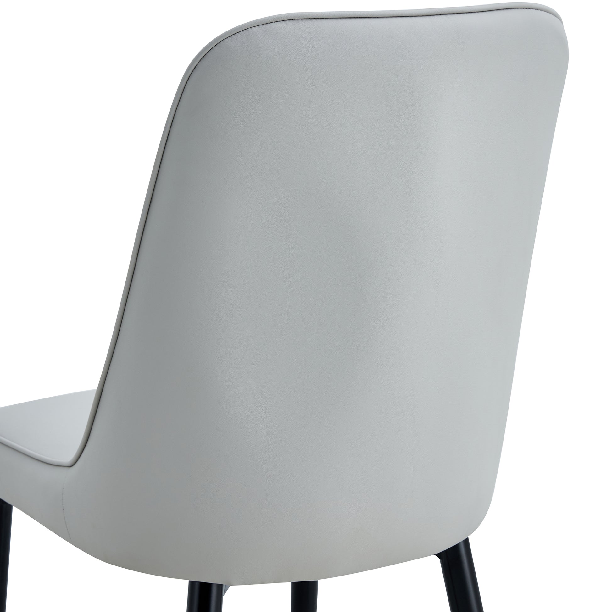 Table And Chair Set.A Morden Table With White Imitation Marble Patterned Stone Burning Tabletop With Golden Metal Legs.Paried With 4 Chairs With Pu Leather Backrest And Black Metal Legs. Light Gray,White Gold Seats 4 Metal,Sintered Stone