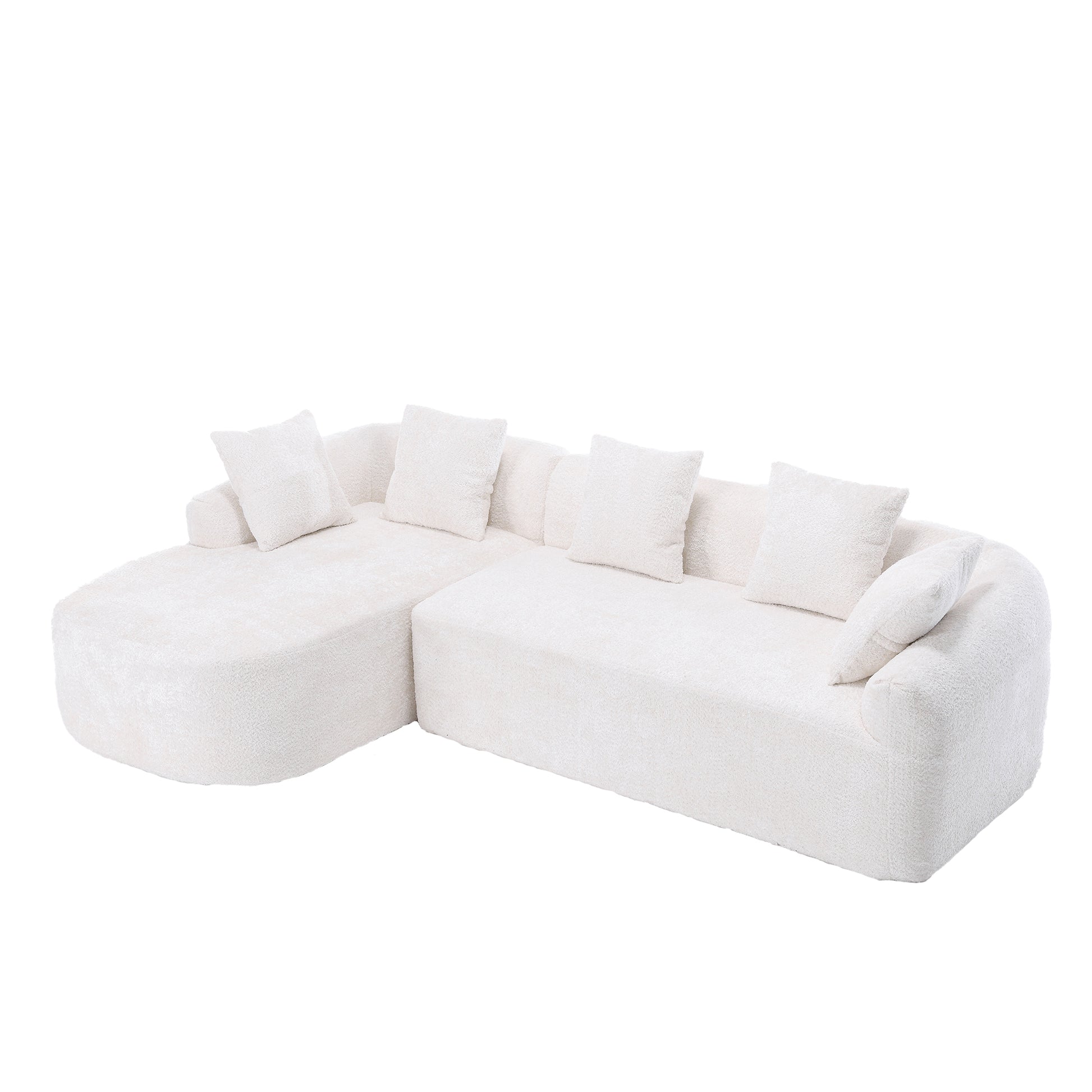 Coolmore Boucle Sofa 3 Seater For Living Room Oversized Comfy Sofa L Shape Sofa Couch With Chaise Home Furniture Sleeper Sectional Sofa For Apartment, Office Left Hand Facing Beige Beige Primary Living Space Foam Boucle 3 Seat