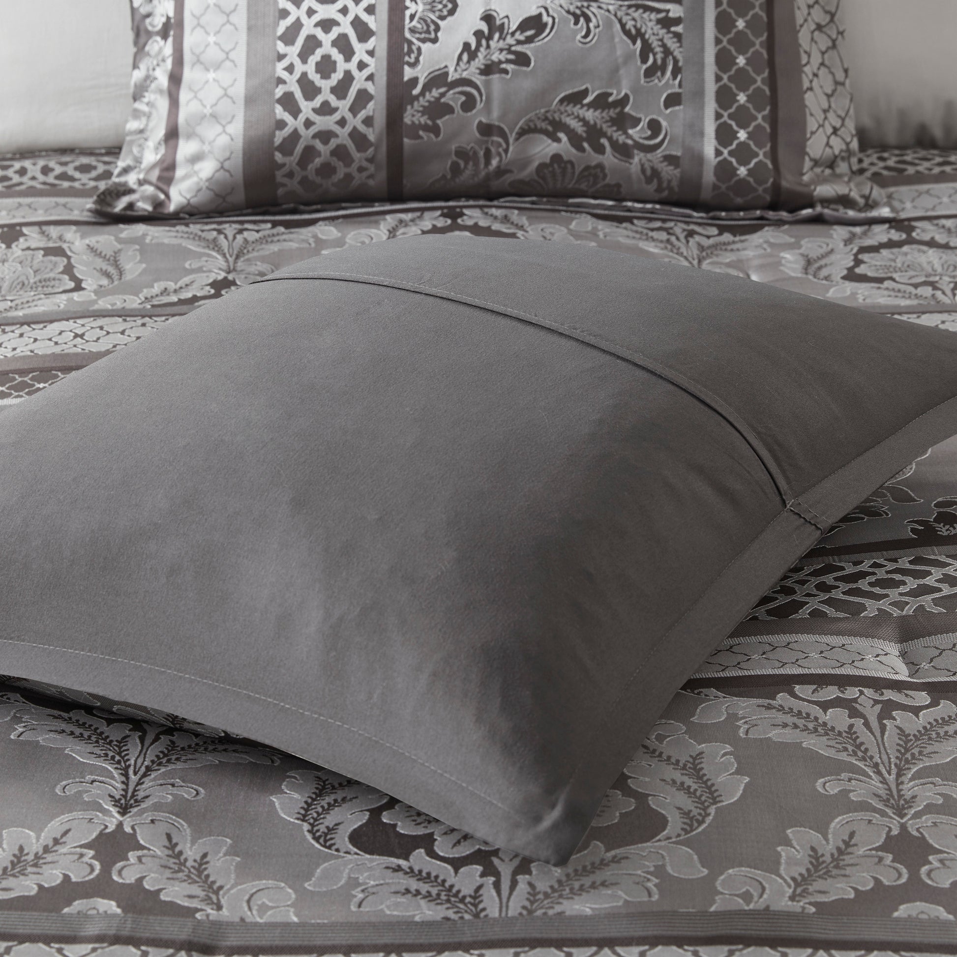 7 Piece Jacquard Comforter Set Grey Cal King California King Grey Polyester