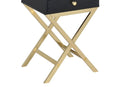 Coleen Black & Brass Finish Accent Table Black Metal,Pvc