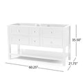 61'' Bathroom Vanity With Marble Top & Double Ceramic Sinks, 4 Drawers, Open Shelf, White White Plywood