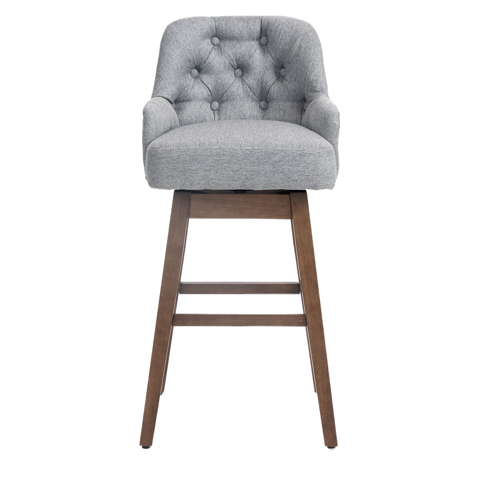 Coolmore Bar Stools Set Of 2 Counter Height Chairs With Footrest For Kitchen, Dining Room And 360 Degree Solid Wood Legs Swivel Bar Stools Set Of 2 Gray Linen Gray Foam Linen