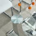 Table And Chair Set, Modern Dining Table, Tempered Glass Tabletop And Silver Colored Leg Table, Soft And Comfortable Dining Chair, Perfect For Dinner, Meetings, Home And Office Decor Gray Seats 4 Glass