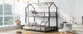 Metal House Bunk Bed, Twin Over Full, Black Full Black Metal