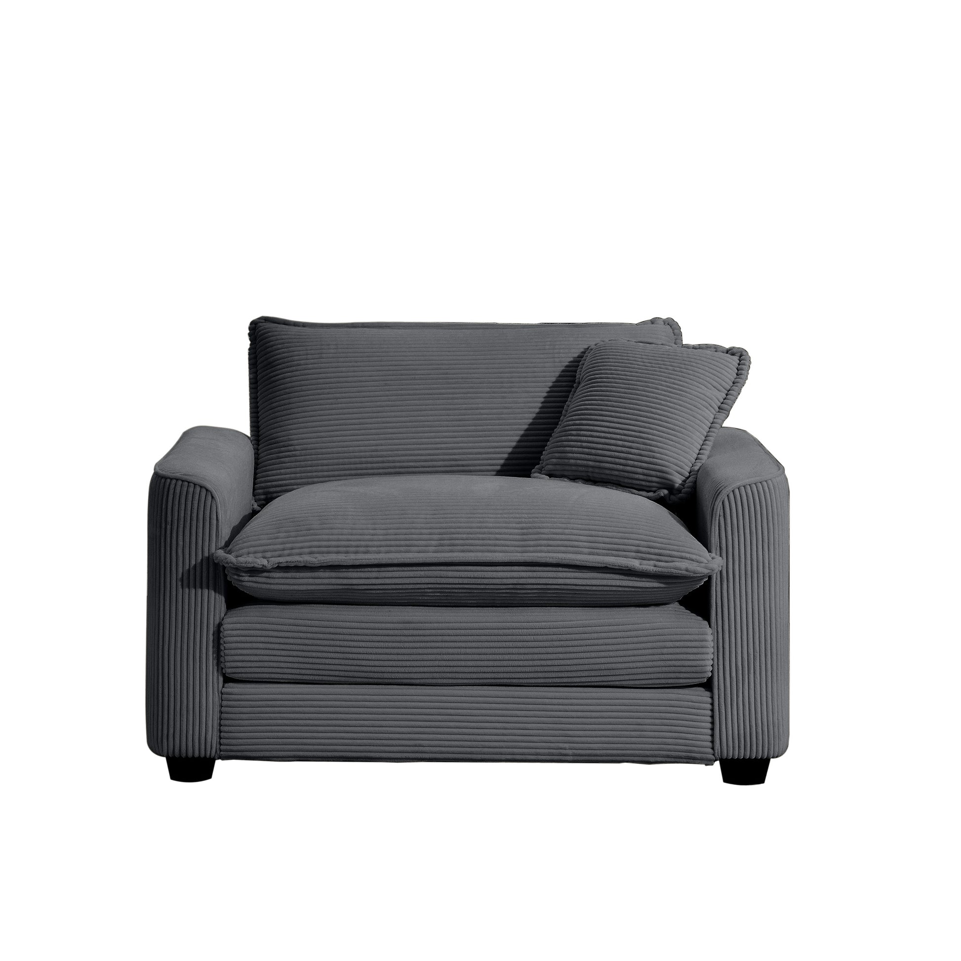 Grey Corduroy Fabric, Comfortable Single Chair Deep Seat Sofa With One Pillow, Suitable For Living Room And Bedroom, Club Multiple Occasions Grey Corduroy 1 Seat