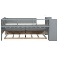 Multi Functional Twin Daybed With Drawers And Trundle, Headboard Storage And Tables, Usb Charging Station, Gray Box Spring Not Required Twin Gray Wood Daybeds Pine
