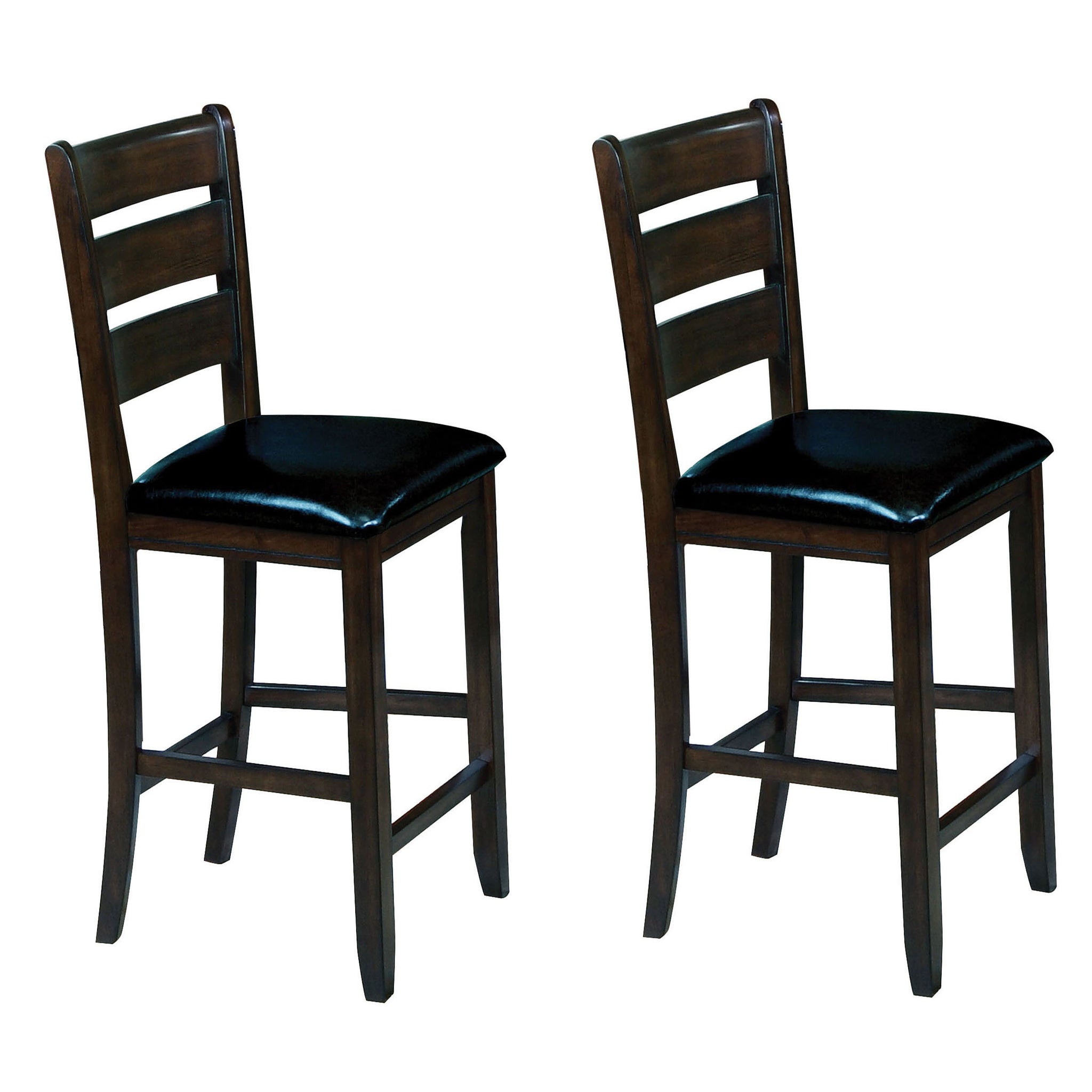 Black And Espresso Counter Height Chairs Set Of 2 Solid Black Brown Primary Living Space Foam Farmhouse Rubberwood Ladder Back Set Of 2 Foam Wood Fabric