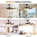 Modern Minimalist Invisible Ceiling Fan Light Retractable Fan With Led Fixtures For Living Room, Bedroom And Dining Room Black Acrylic Iron